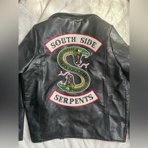 Riverdale Black Leather Patch Biker Jacket